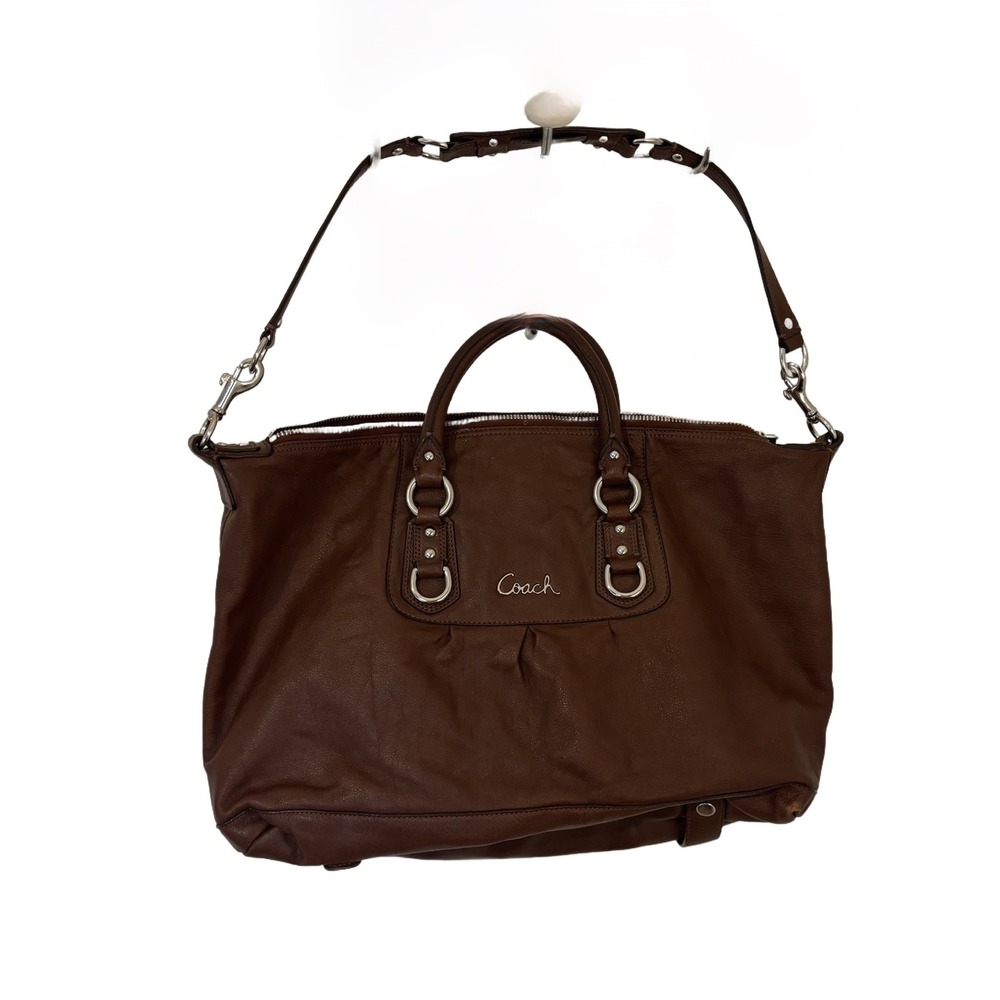 Vintage Coach Kristin Brown Leather Y2K Satchel Bag Silver Hardware